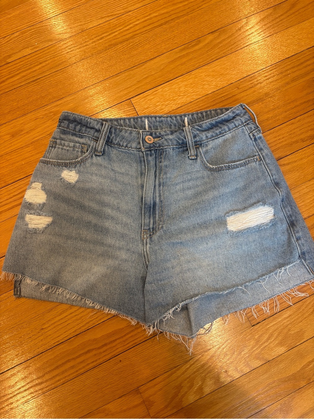 Hollister Light Blue Distressed Denim Cutoff Shorts
